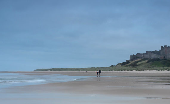 Beach and Bamburgh Castle